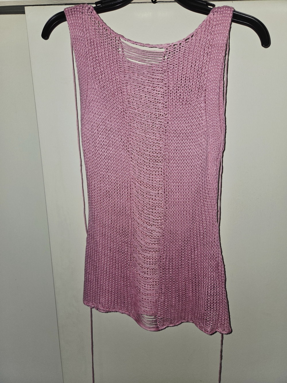 SHEIN Pink Open-Knit Swim Coverup Tank
